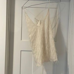 White feather sparkly top